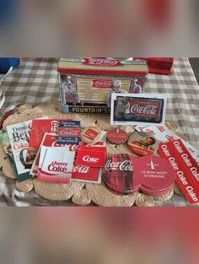 Coca-Cola Fountain Service Collector Tin w Coke Ephemera Coasters Cards Advertis